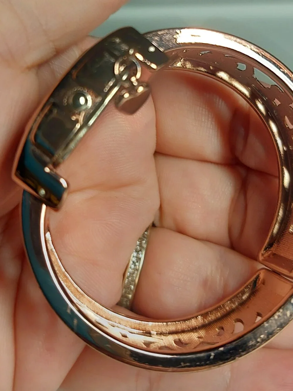 Rose Gold Heart Charm Women's Clamp Bracelet Watch